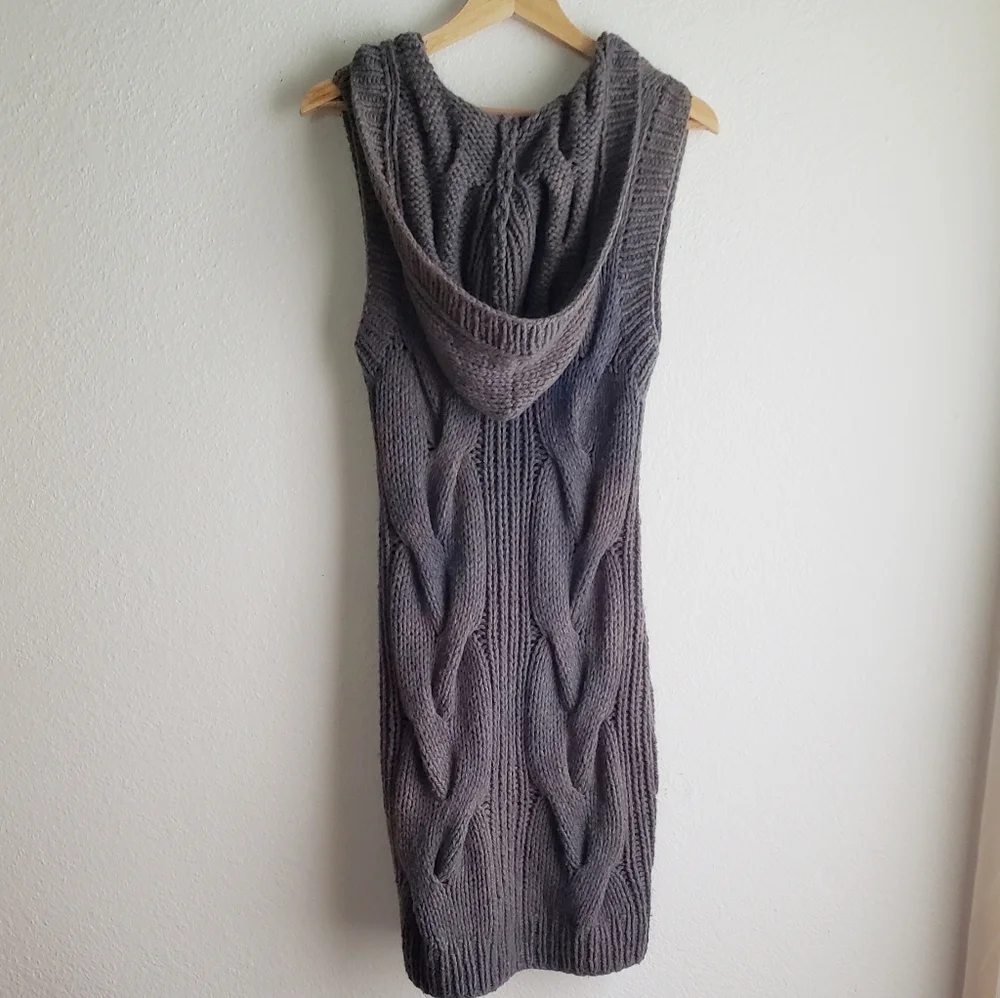 Free People Wool Blend Cable Knit Hooded Duster Cardigan Small/Med Ombre Tie Dye - Picture 5 of 13